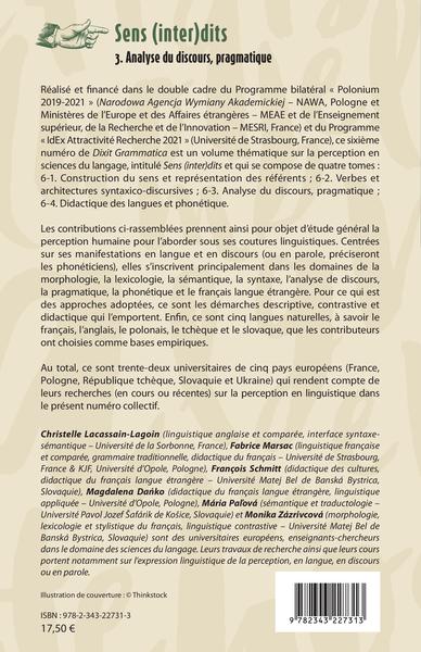 Sens (inter)dits, 3. Analyse du discours, pragmatique (9782343227313-back-cover)