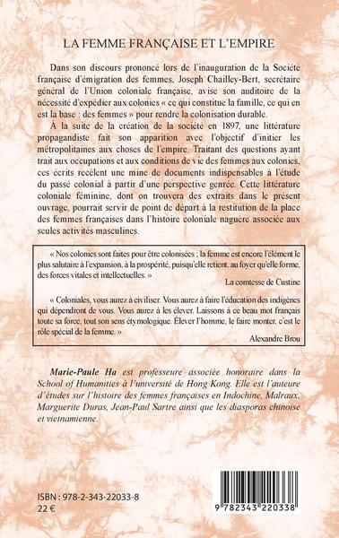 La femme française et l'empire, Textes choisis et commentés (9782343220338-back-cover)