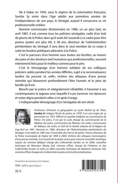 Parcours d'un Commissaire Divisionnaire, Entre sacralisation de l'État, dévouement et blessures (9782343237541-back-cover)