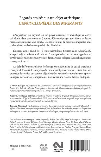 L'Encyclopédie des migrants, Regards croisés sur un objet artistique (9782343249636-back-cover)