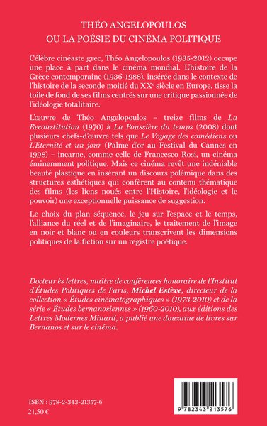 Théo Angelopoulos ou la poésie du cinéma politique (9782343213576-back-cover)