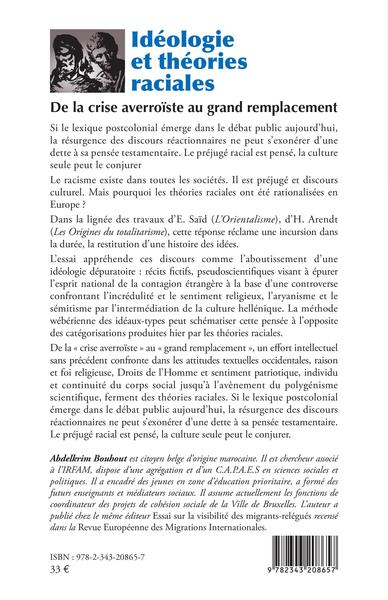 Idéologie et théories raciales, De la crise averroïste au grand remplacement (9782343208657-back-cover)
