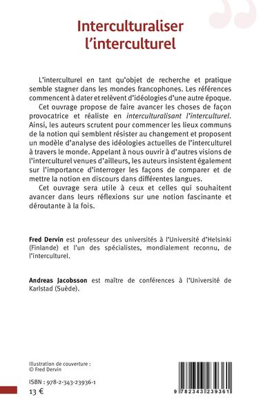 Interculturaliser l'interculturel (9782343239361-back-cover)