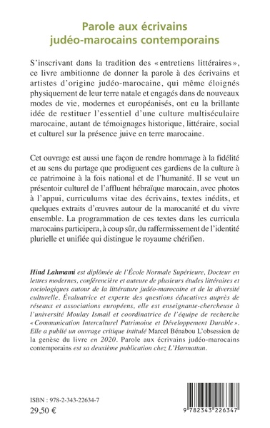 Parole aux écrivains judéo-marocains contemporains (9782343226347-back-cover)