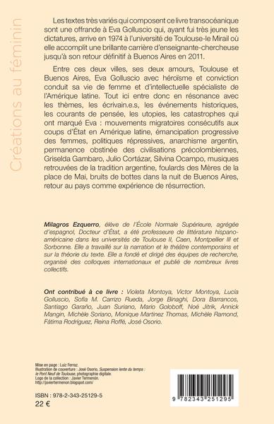 Offrande à Eva Golluscio, une Argentine à Toulouse, Allers-retours transocéaniques (9782343251295-back-cover)