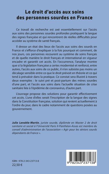 Le droit d'accès aux soins des personnes sourdes en France (9782343237138-back-cover)