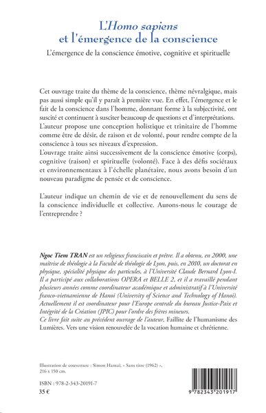 L'Homo sapiens et l'émergence de la conscience, L'émergence de la conscience émotive, cognitive et spirituelle (9782343201917-back-cover)