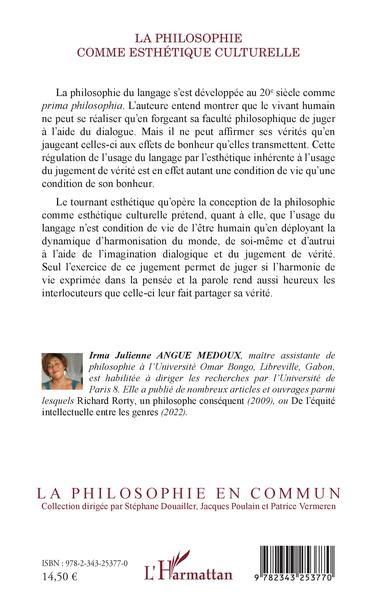 La philosophie comme esthétique culturelle (9782343253770-back-cover)