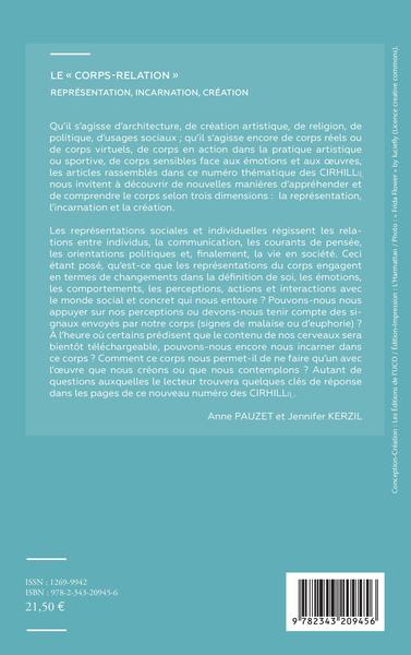 CIRHILLa, Le "corps-relation", Représentation, incarnation, création (9782343209456-back-cover)