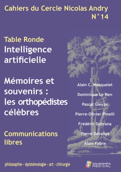 CAHIERS DU CERCLE NICOLAS ANDRY N 14, INTELLIGENCE ARTIFICIELLE - LES ORTHOPEDISTES CELEBRES (9791030303155-front-cover)