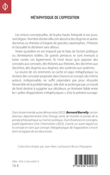 Métaphysique de l'opposition, Ou dynamique d'aide à la décision (9782336449074-back-cover)