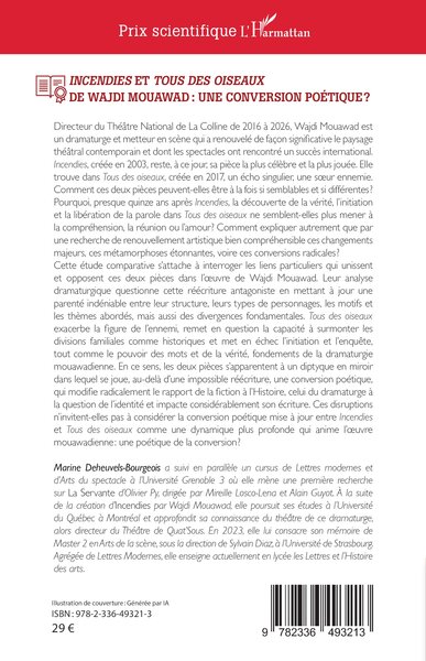 Incendies et Tous des oiseaux de Wajdi Mouawad : une conversion poétique? (9782336493213-back-cover)