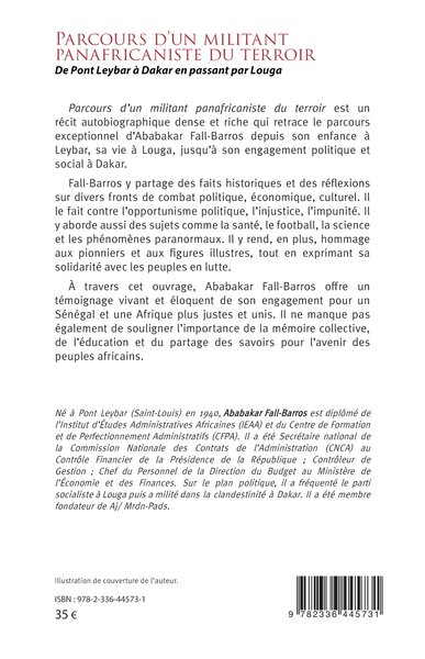 Parcours d’un militant panafricaniste du terroir, De Pont Leybar à Dakar en passant par Louga (9782336445731-back-cover)