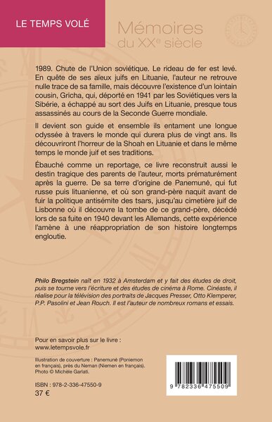 Le temps volé, A la recherche de ma famille juive (9782336475509-back-cover)