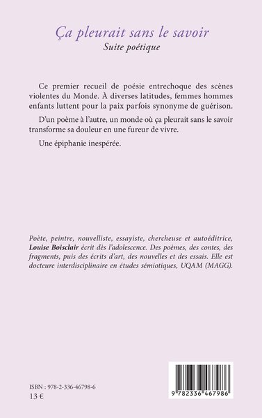 Ça pleurait sans le savoir, Suite poétique (9782336467986-back-cover)