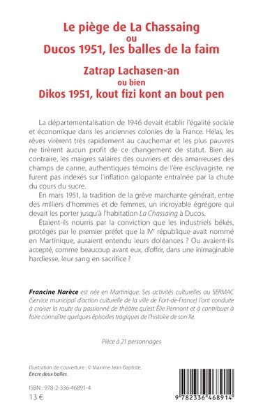 Le piège de La Chassaing ou Ducos 1951, les balles de la faim - Zatrap Lachasen-an ou bien Dikos 1951, kout fizi kont an bout pe (9782336468914-back-cover)