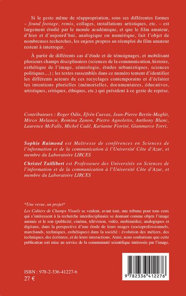 Cahiers de champs visuels, Réemplois contemporains du film amateur, Acteurs, intentionnalités (9782336412276-back-cover)