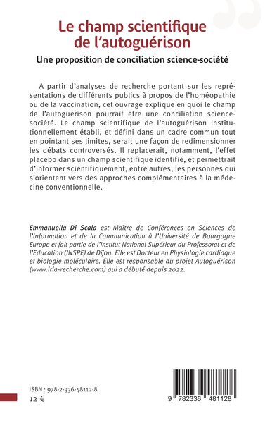 Le champ scientifique de l'autoguérison, Une proposition de conciliation science-société (9782336481128-back-cover)