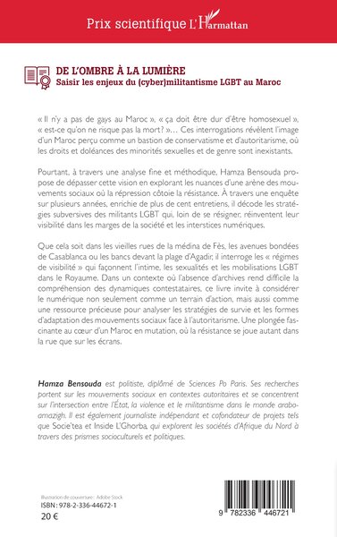 De l'ombre à la lumière, Saisir les enjeux du (cyber)militantisme LGBT au Maroc (9782336446721-back-cover)