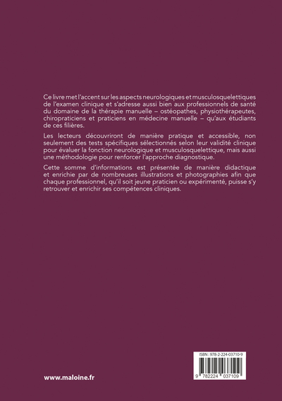 Examen clinique de l'appareil neuro-musculo-squelettique (9782224037109-back-cover)