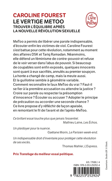 Le Vertige MeToo, Trouver l'équilibre après la nouvelle révolution sexuelle (9782253252924-back-cover)
