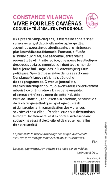 Vivre pour les caméras, Ce que la téléréalité a fait de nous (9782253252719-back-cover)