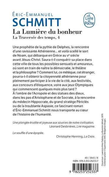 La Lumière du bonheur (La Traversée des temps, Tome 4) (9782253252337-back-cover)