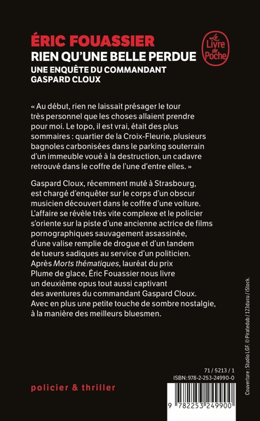 Rien qu'une belle perdue (Une enquête du commandant Gaspard Cloux, Tome 2) (9782253249900-back-cover)