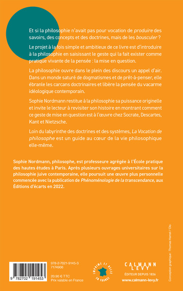 La Vocation de philosophe (9782702191453-back-cover)