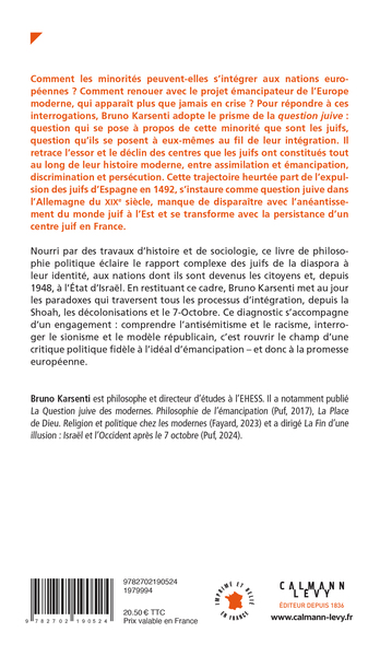 Les Paradoxes de l'intégration, L'Europe et les juifs (9782702190524-back-cover)