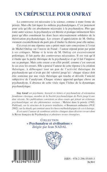 Un crépuscule pour Onfray, Minutes de l'interrogatoire du contempteur de Freud (9782296551053-back-cover)