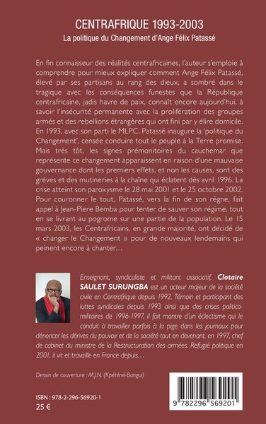 Centrafrique 1993-2003, La politique du changement d'Ange Félix Patassé (9782296569201-back-cover)