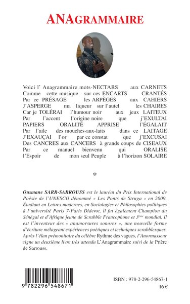 ANAgrammaire, Suivi de Prières de SARROUSS (9782296548671-back-cover)