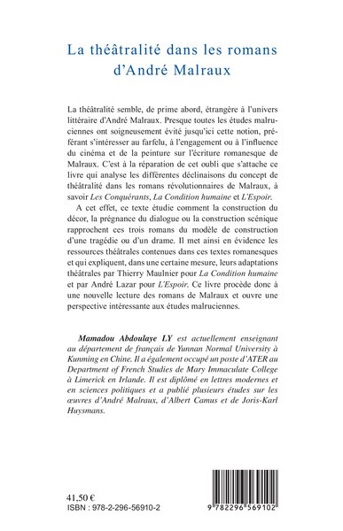 La théâtralité dans les romans d'André Malraux (9782296569102-back-cover)