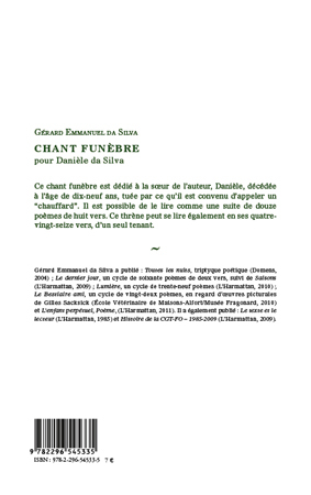 Chant Funèbre, pour Danièle da Silva (9782296545335-back-cover)