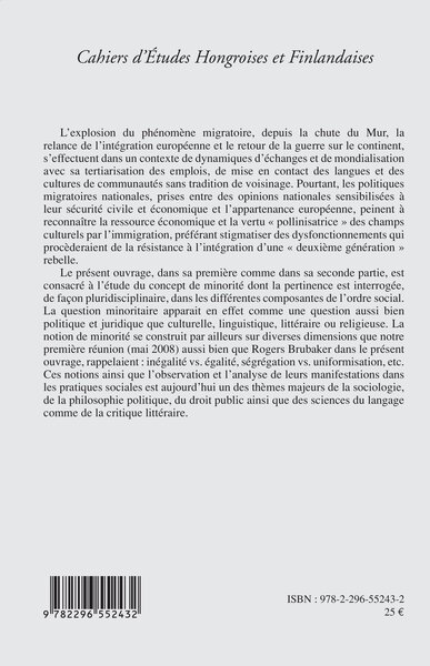 Cahiers d'Etudes hongroises et finlandaises, Europe, Minorités, Liberté de religion (9782296552432-back-cover)