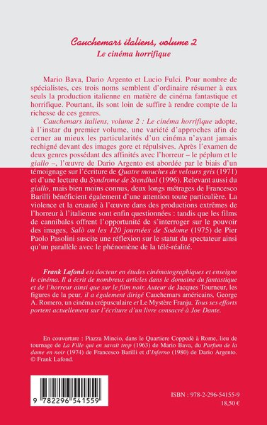 Cauchemars italiens (volume 2), Le cinéma horrifique (9782296541559-back-cover)