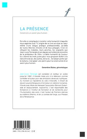 La présence, Construire un avenir plus humain (9782296561342-back-cover)