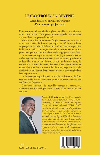 Le Cameroun en devenir, Considérations sur la construction d'un nouveau projet social (9782296558496-back-cover)