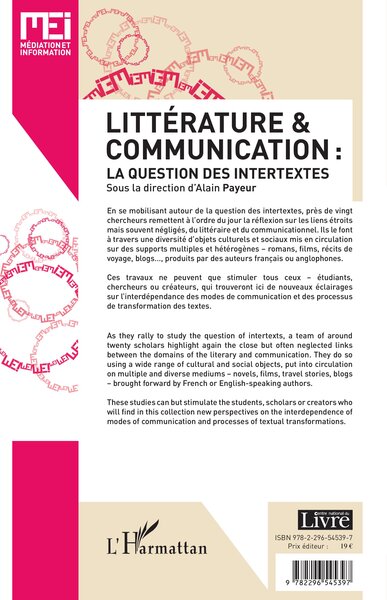 MEI (Médiation et Information), Littérature et communication :, La question des intertextes (9782296545397-back-cover)