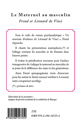 Le maternel au masculin, Freud et Léonard de Vinci (9782296547254-back-cover)