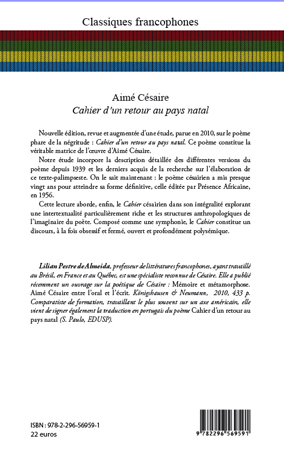 Aimé Césaire, Cahier d'un retour au pays natal - Nouvelle édition (9782296569591-back-cover)