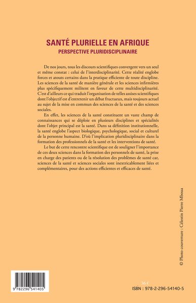 Santé plurielle en Afrique, Perspective pluridisciplinaire (9782296541405-back-cover)