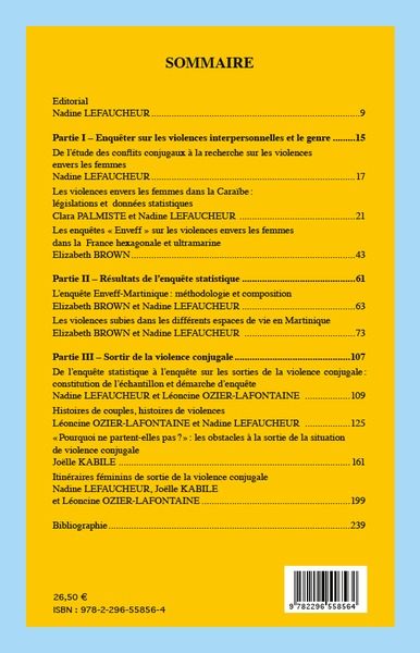 Pouvoirs dans la Caraïbe, Pouvoirs dans la Caraïbe, Genre et violences interpersonnelles à la Martinique (9782296558564-back-cover)