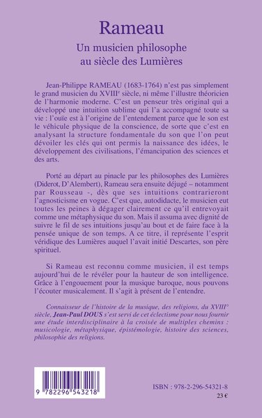 Rameau, Un musicien philosophe au siècle des Lumières (9782296543218-back-cover)