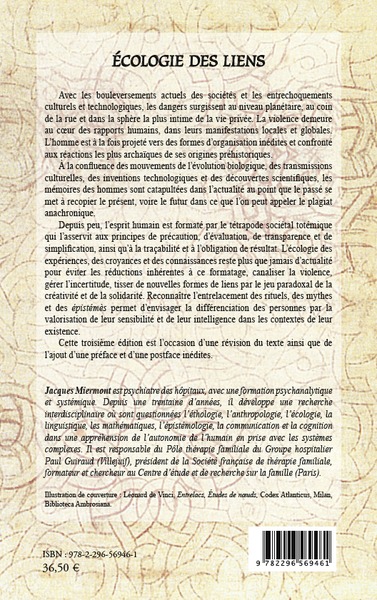 Ecologie des liens, (Troisième édition revue et corrigée) (9782296569461-back-cover)