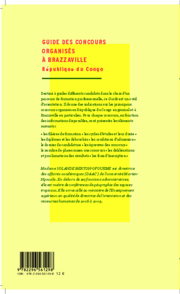 Guide des concours organisés à Brazzaville, République du Congo (9782296561298-back-cover)