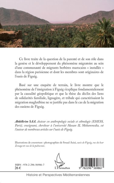 Migrants berbères marocains, De l'oasis de Figuig à Paris (9782296569867-back-cover)