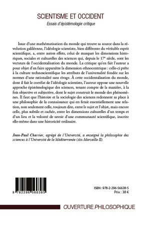 Scientisme et occident, Essais d'épistémologie critique (9782296566385-back-cover)