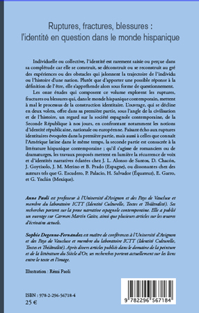 Ruptures, fractures, blessures : l'identité en question dans le monde hispanique (9782296567184-back-cover)